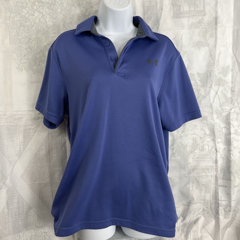 Under Armour  Loose fit Classy Preppy  Golf  Purple Blue Polo Shirt Top size Med